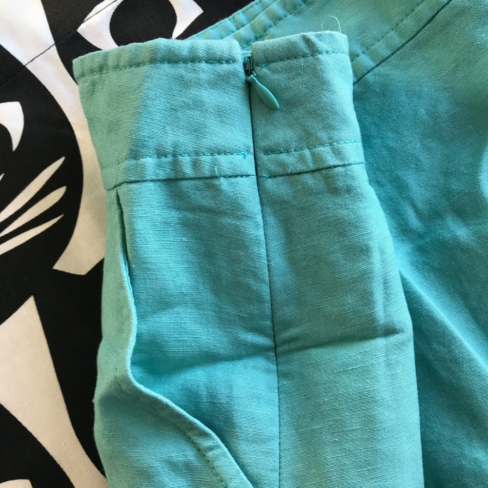 Linen Teal Turquoise Knee Length Skirt Kasper 16W - Picture 8 of 9